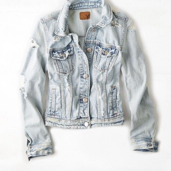 distressed light wash jean jacket